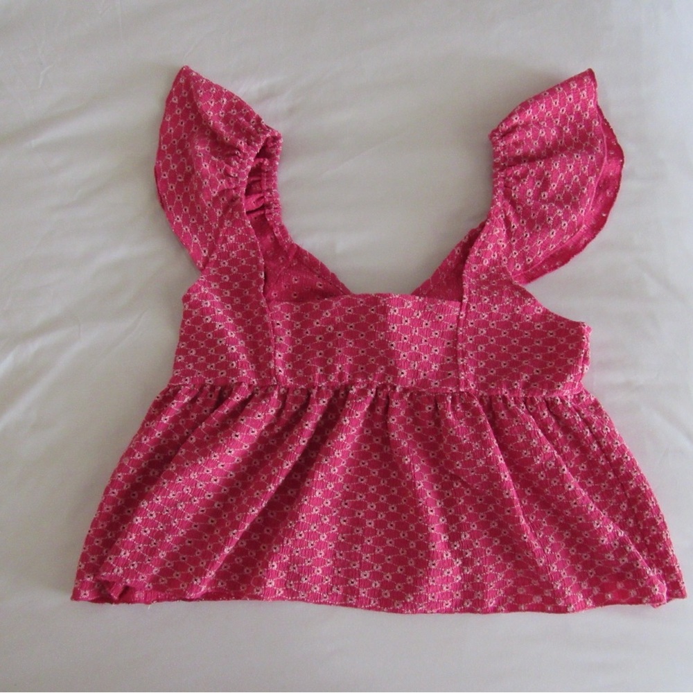 Pink Ruffled crop tank Top - Picture 2 of 6